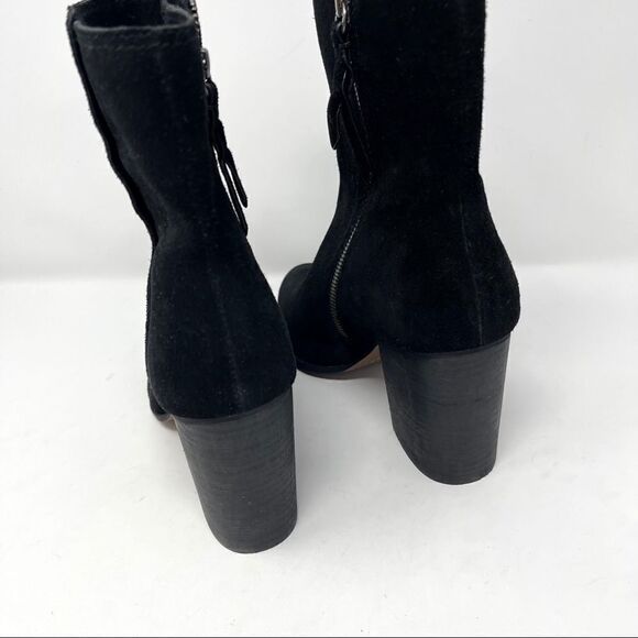 Splendid Black Suede Block Heeled Boots Size 10 - Picture 9 of 9
